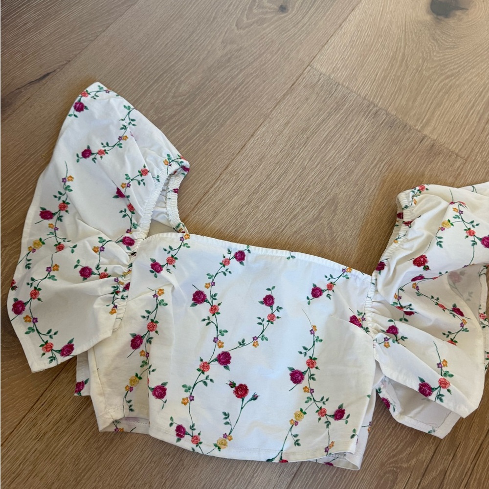 Zara Crop Top White Floral Small
